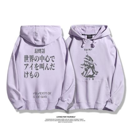 EVA初號機聯名衛衣2024秋冬新款親子情侶裝薄絨款連帽衛衣