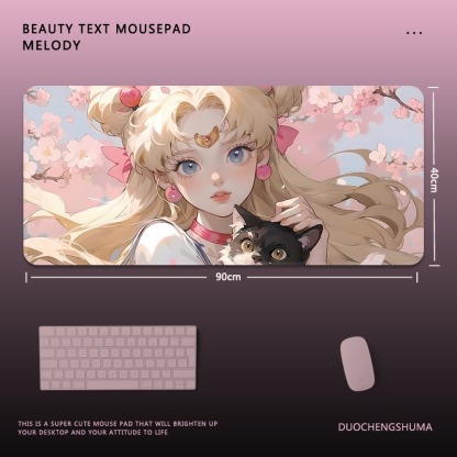 美少女戰士電競超大遊戲加厚防滑鼠標墊