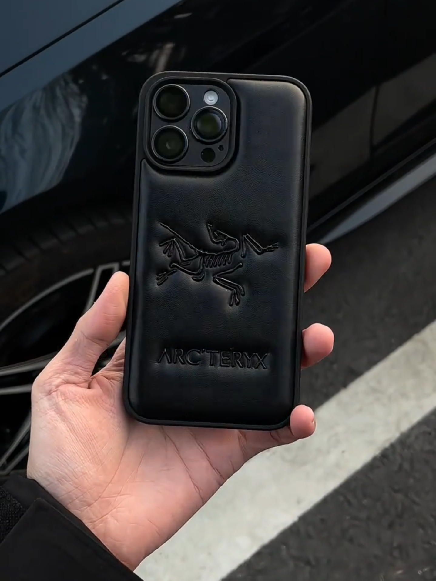 始祖鳥立體圖案皮紋磨砂手機殼