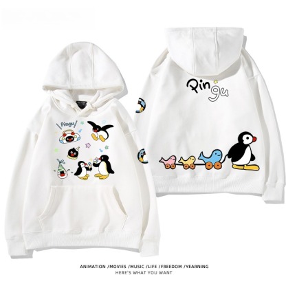 企鵝Pingu 秋冬新款 親子情侶男女連帽衛衣