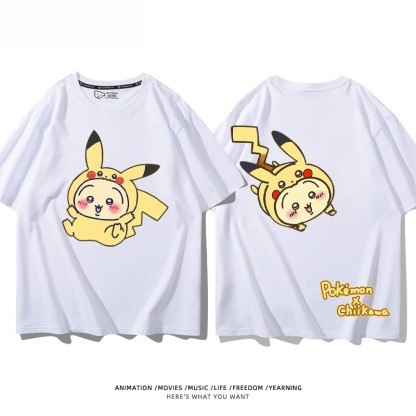 Chiikawa X 寶可夢 2026親子情侶男女同款 印花短袖T恤