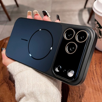 IPhone系列 高級感磨砂膚感Magsafe磁吸防摔手機殼 自帶鏡頭保護膜