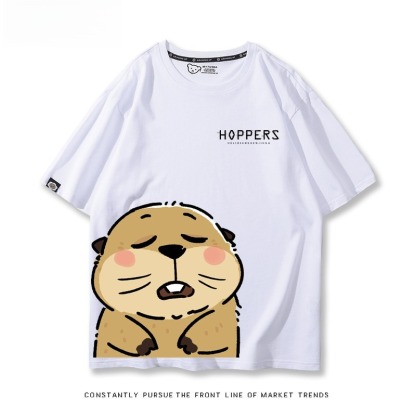 河狸世界 2026親子情侶男女同款 印花短袖T恤