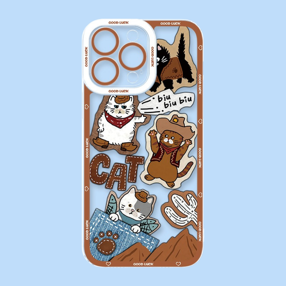 牛仔貓咪天使眼透明防摔軟殼