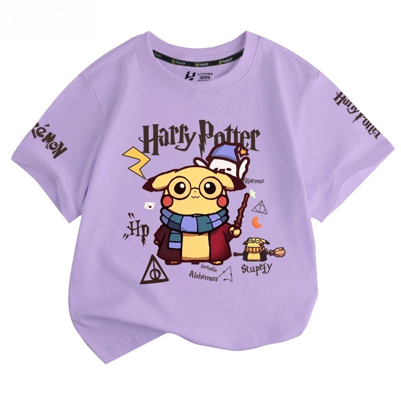 皮卡丘X哈利波特 2026親子情侶男女同款 印花短袖T恤