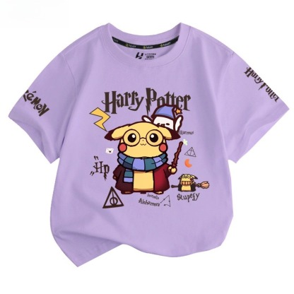皮卡丘X哈利波特 2026親子情侶男女同款 印花短袖T恤