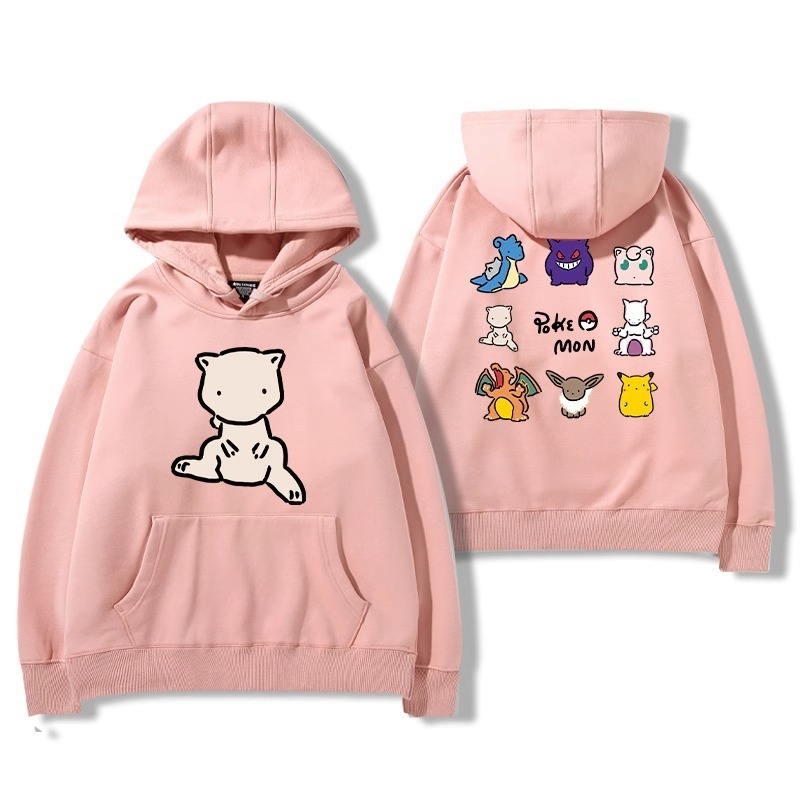 寶可夢聯名衛衣2024秋冬新款親子情侶裝薄絨款連帽衛衣
