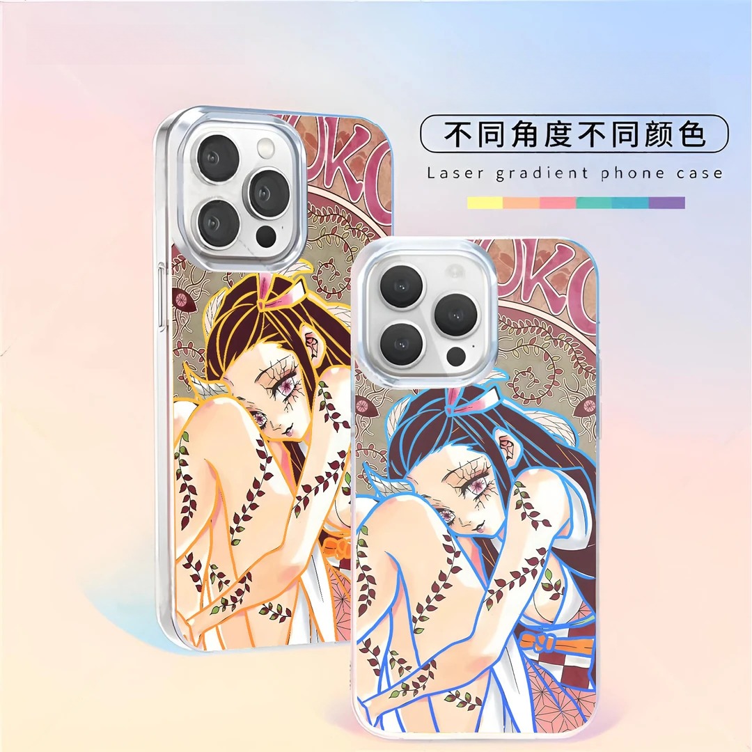 鬼滅之刃 極光\彩銀 線條漸變防摔手機殼