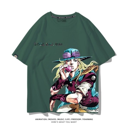 JOJO的奇妙冒險飆馬野郎周邊 男女同款親子情侶 印花短袖T恤