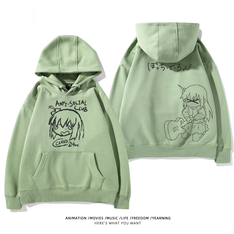 孤獨搖滾 聯名衛衣2024秋冬新款親子情侶裝薄絨款連帽衛衣