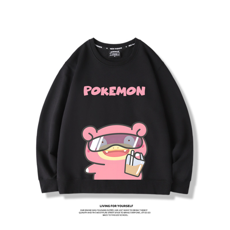 寶可夢喝奶茶2024親子情侶裝 圓領長袖