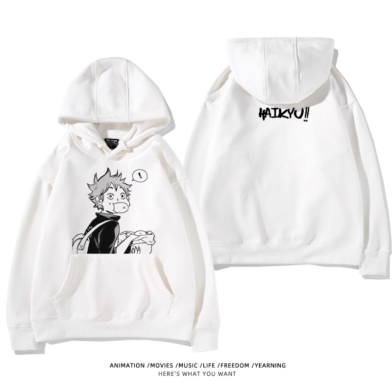 排球少年聯名衛衣2024秋冬新款親子情侶裝薄絨款連帽衛衣