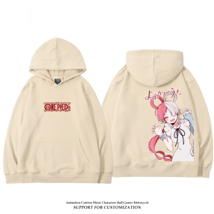 航海王紅髮歌姬烏塔 聯名衛衣2024秋冬新款親子情侶裝薄絨款連帽衛衣