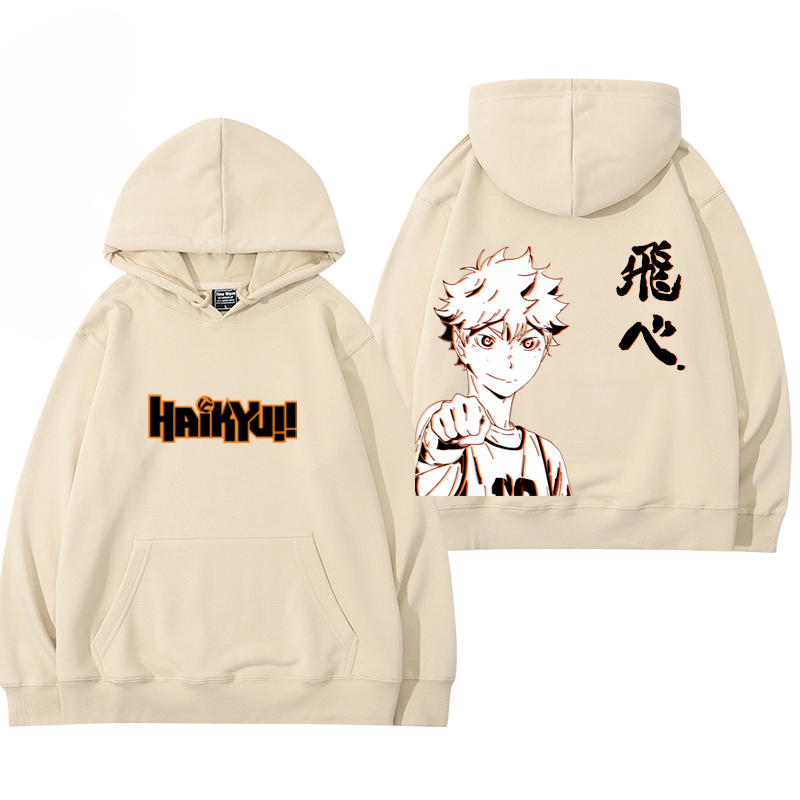 排球少年聯名衛衣2024秋冬新款親子情侶裝薄絨款連帽衛衣