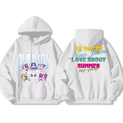 Haerin鯨妹聯名飛天小女警衛衣女衛衣2024秋冬新款親子情侶裝薄絨款連帽衛衣