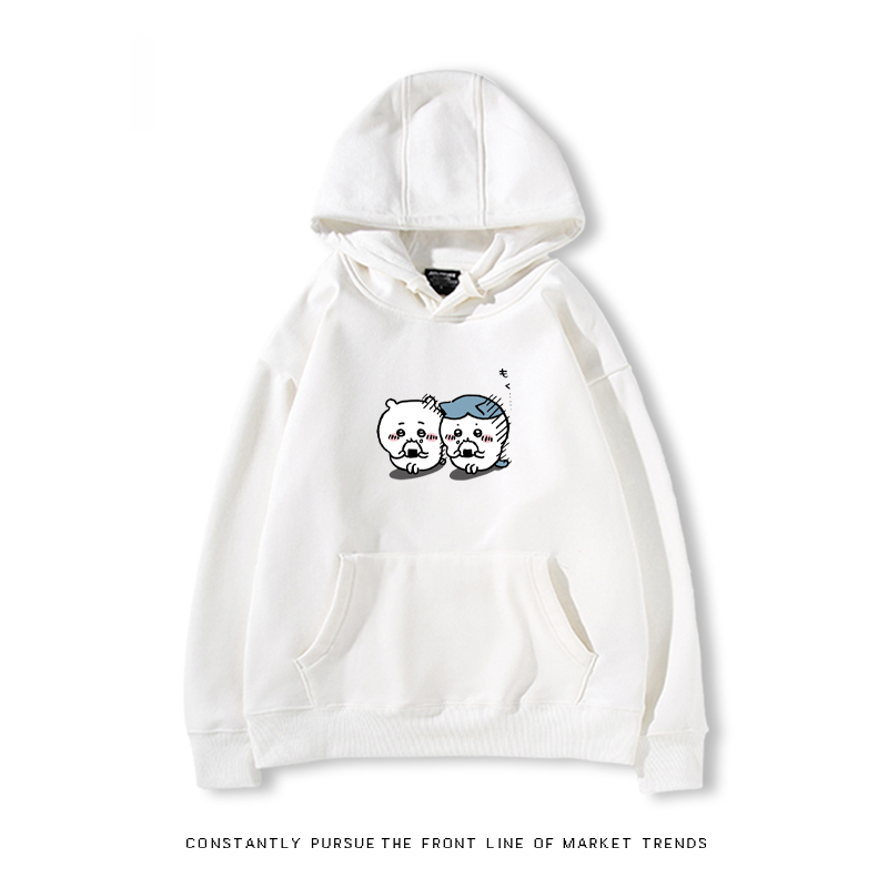 Chiikawa聯名衛衣2024秋冬新款親子情侶裝薄絨款連帽衛衣