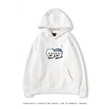 Chiikawa聯名衛衣2024秋冬新款親子情侶裝薄絨款連帽衛衣