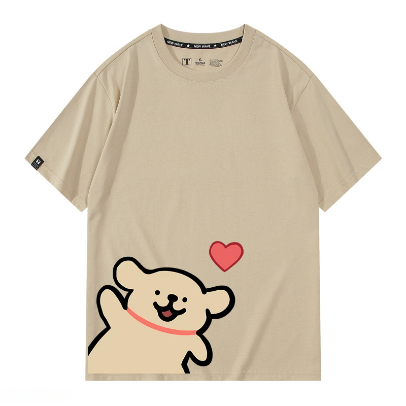 線條小狗 2024親子情侶男女同款 純棉T恤