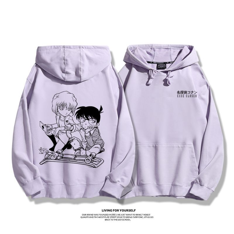 名偵探柯南聯名衛衣2023秋冬新款親子情侶裝薄絨款連帽衛衣
