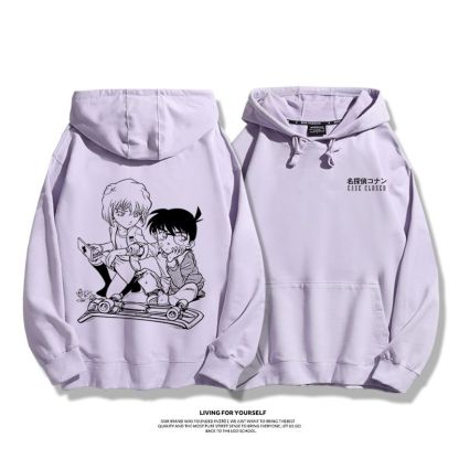 名偵探柯南聯名衛衣2023秋冬新款親子情侶裝薄絨款連帽衛衣