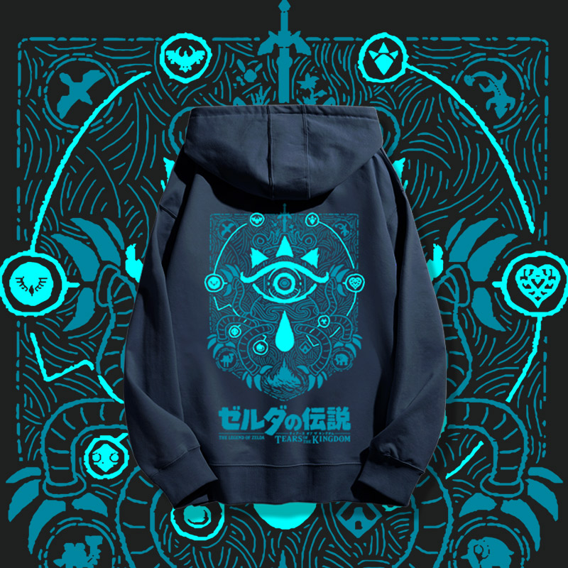 薩爾達王國之淚聯名衛衣2023秋冬新款親子情侶裝薄絨款連帽衛衣