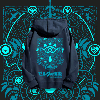 薩爾達王國之淚聯名衛衣2023秋冬新款親子情侶裝薄絨款連帽衛衣