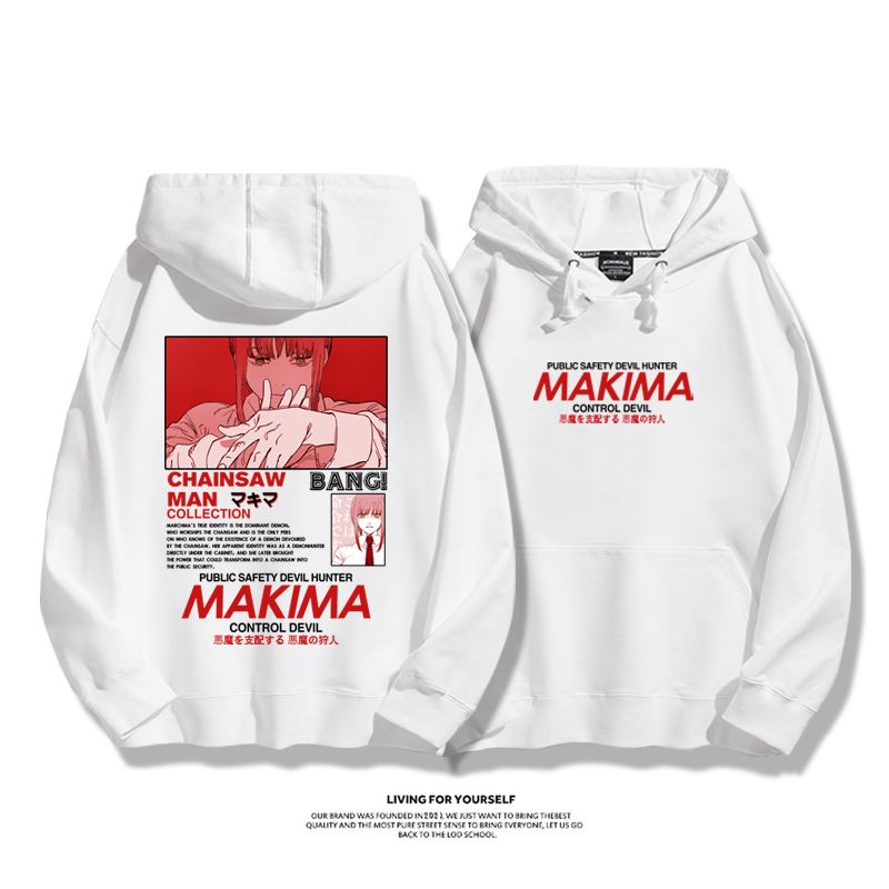 鏈鋸人瑪奇瑪聯名衛衣2023秋冬新款親子情侶裝薄絨款連帽衛衣