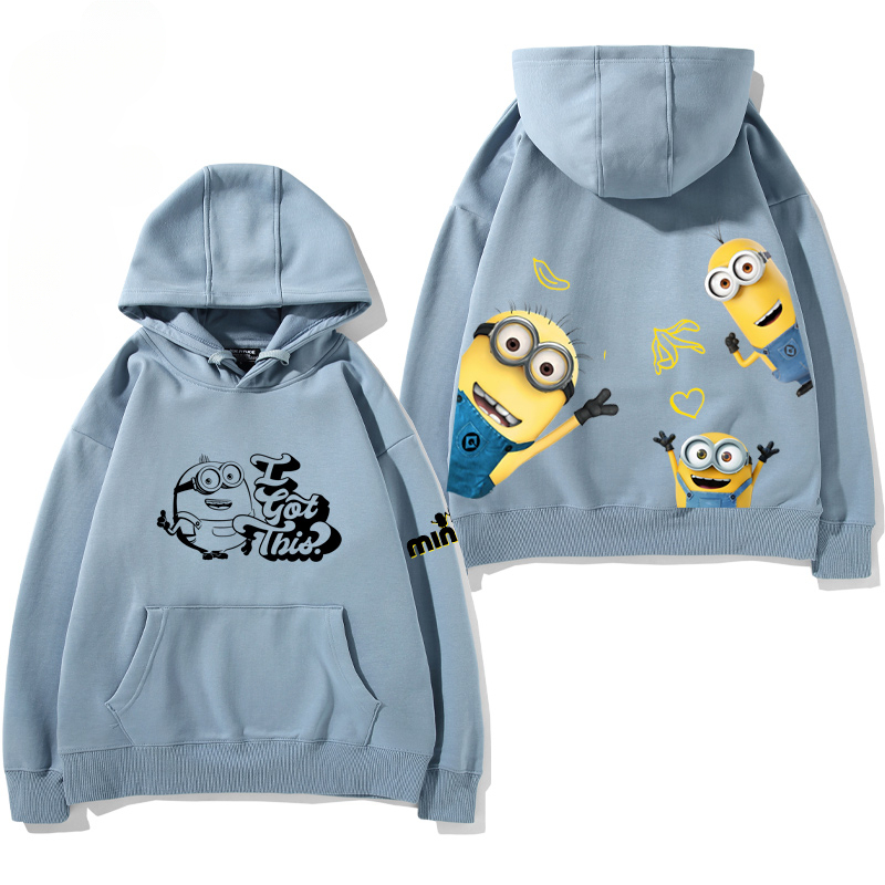 小黃人 聯名衛衣2024秋冬新款親子情侶裝薄絨款連帽衛衣