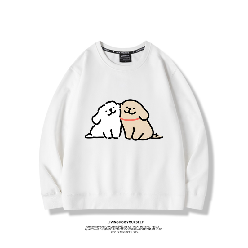 線條小狗2023親子情侶裝 圓領長袖