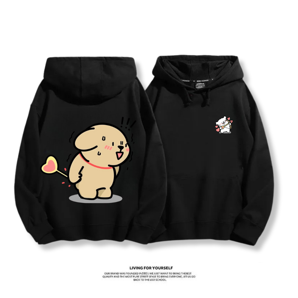 線條小狗 2025秋冬新款 親子情侶男女連帽衛衣
