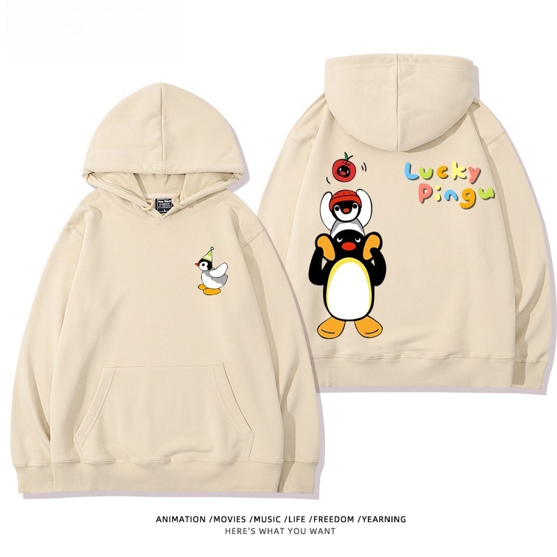 企鵝Pingu 秋冬新款 親子情侶男女連帽衛衣