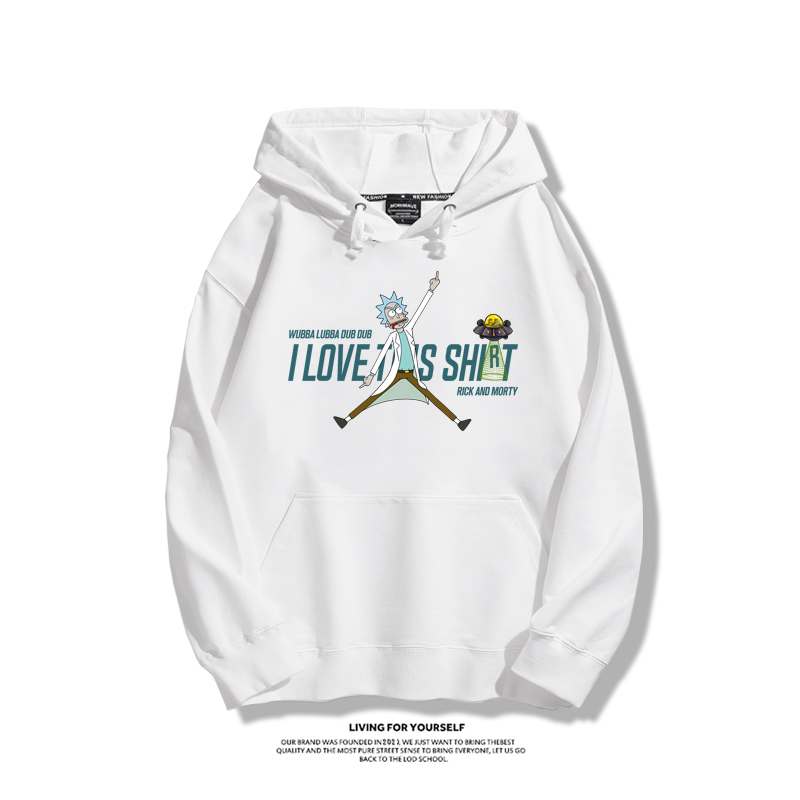 瑞克和莫蒂聯名衛衣2023秋冬新款親子情侶裝薄絨款連帽衛衣