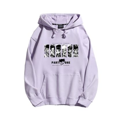 名偵探柯南聯名衛衣2024秋冬新款親子情侶裝薄絨款連帽衛衣