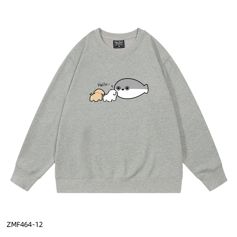 線條小狗X薩卡班聯名衛衣2024秋冬新款親子情侶裝薄絨款連帽衛衣