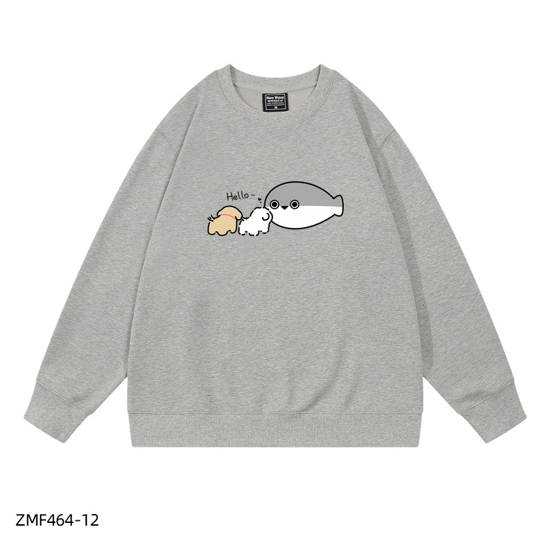 線條小狗X薩卡班聯名衛衣2024秋冬新款親子情侶裝薄絨款連帽衛衣