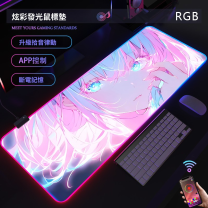動漫RGB發光 主題桌墊 布質滑鼠墊 【支持客製化，聯係客服】