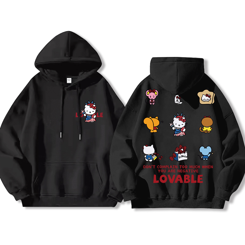 HelloKitty新款 寬鬆百搭 秋冬款 寬鬆連帽衛衣