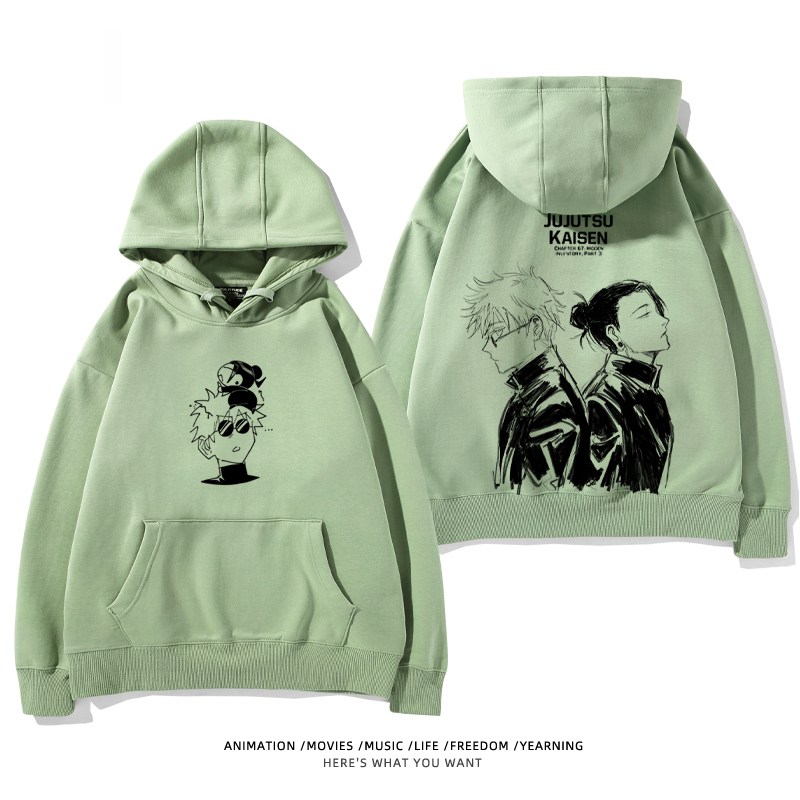 咒術迴戰聯名衛衣2024秋冬新款親子情侶裝薄絨款連帽衛衣