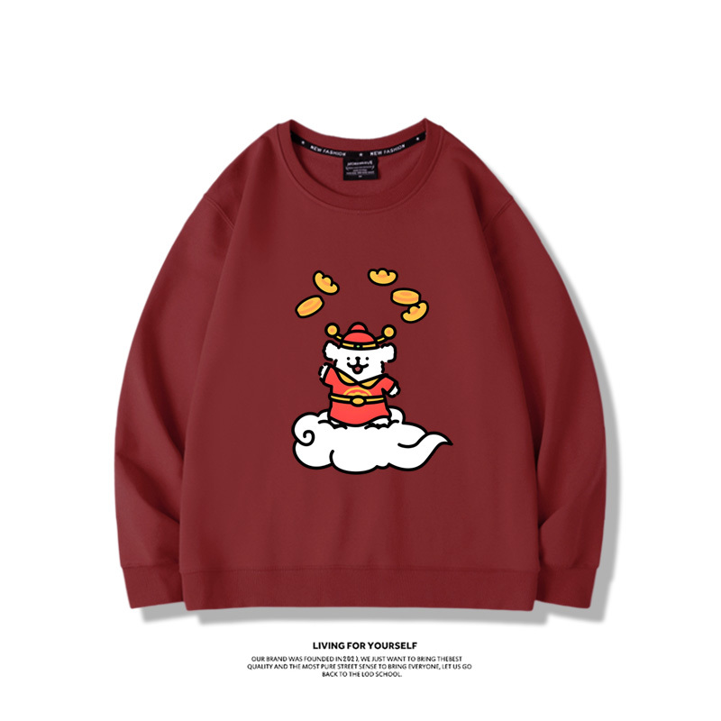 線條小狗2023親子情侶裝 圓領長袖