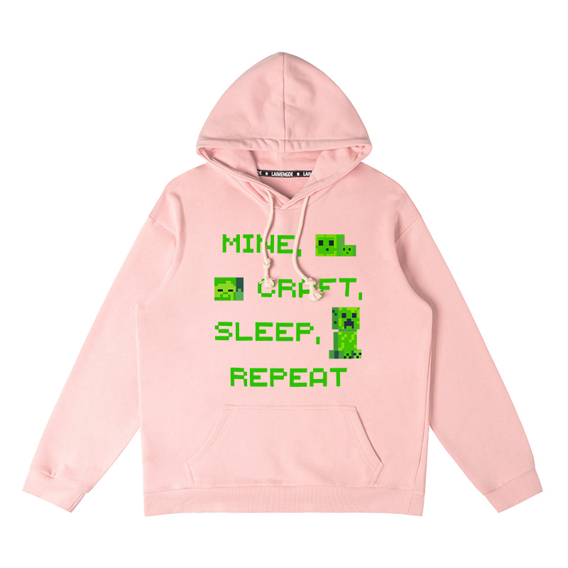 Minecraft我的世界聯名衛衣2024秋冬新款親子情侶裝薄絨款連帽衛衣