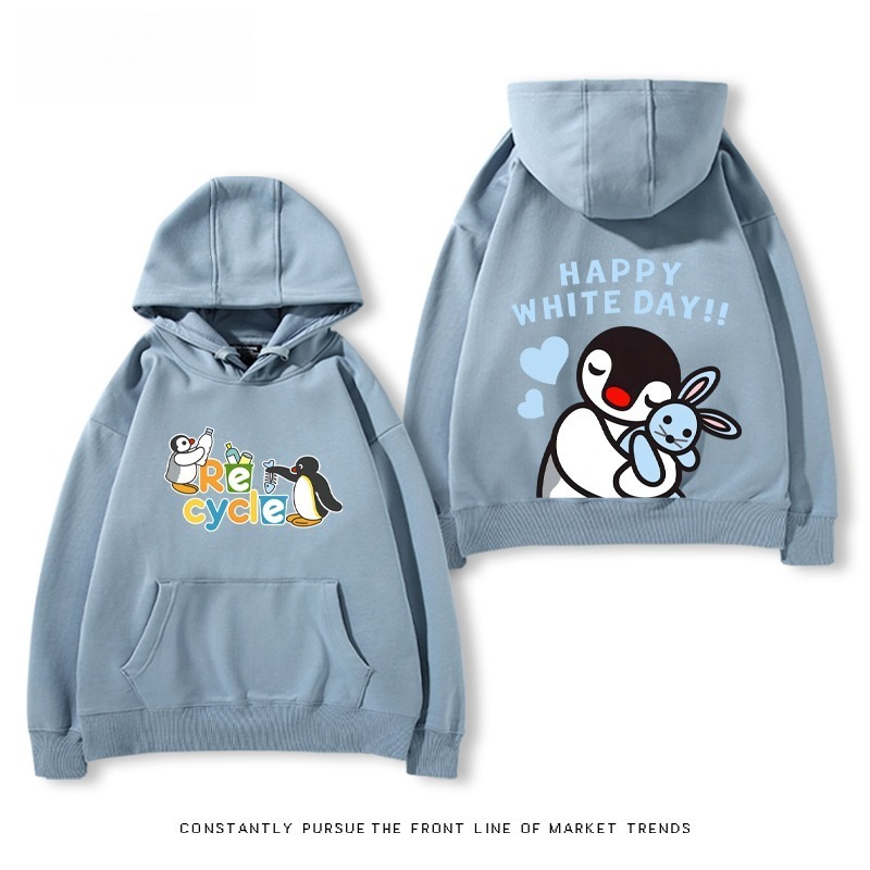 企鵝Pingu 秋冬新款 親子情侶男女連帽衛衣