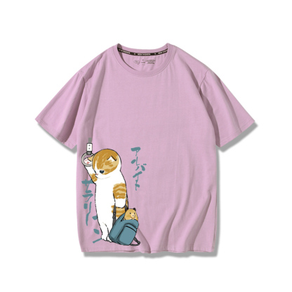 擠地鐵貓咪2024親子情侶男女同款 純棉T恤