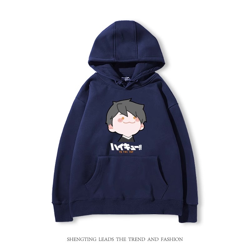 排球少年聯名衛衣2024秋冬新款親子情侶裝薄絨款連帽衛衣