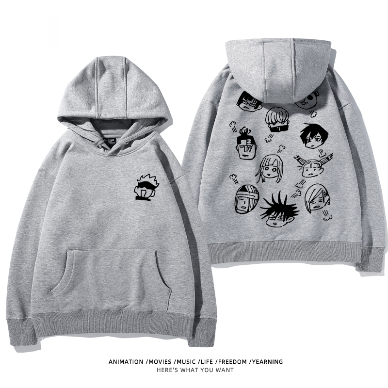 咒術迴戰聯名衛衣2024秋冬新款親子情侶裝薄絨款連帽衛衣