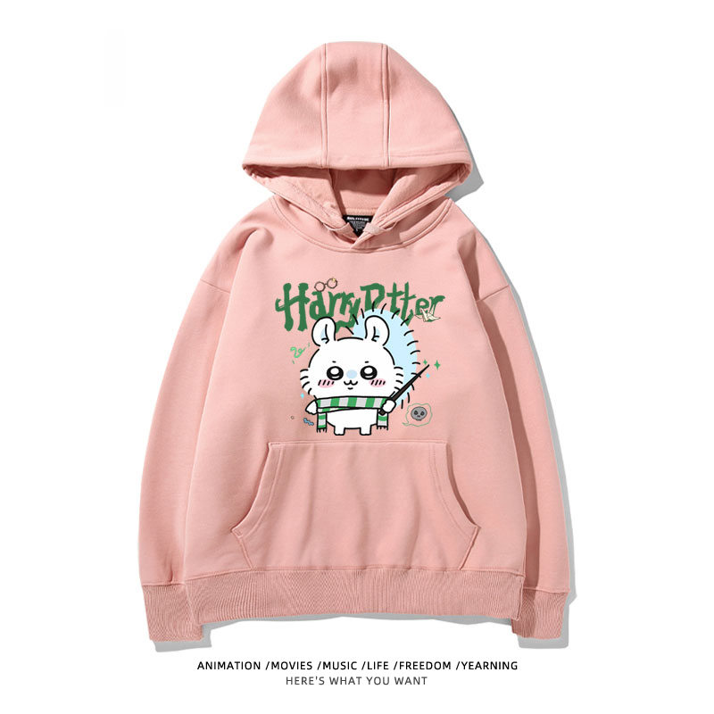 Chiikawa聯名衛衣2024秋冬新款親子情侶裝薄絨款連帽衛衣