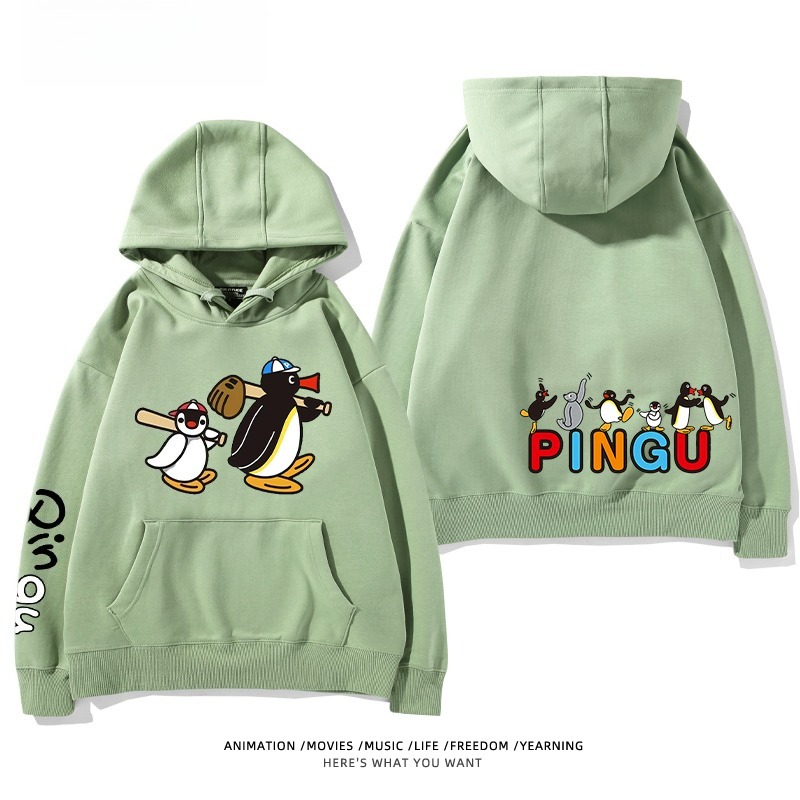 企鵝Pingu 秋冬新款 親子情侶男女連帽衛衣