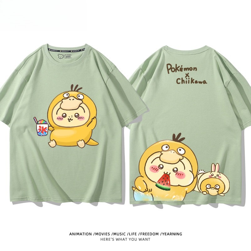 Chiikawa X 寶可夢 2026親子情侶男女同款 印花短袖T恤