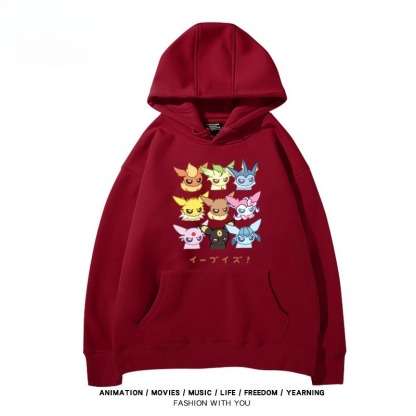 寶可夢伊布家族 聯名衛衣秋冬新款親子情侶裝連帽衛衣