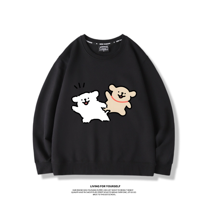 線條小狗2023親子情侶裝 圓領長袖