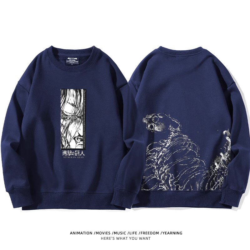 進擊的巨人 聯名衛衣2024秋冬新款親子情侶裝薄絨款連帽衛衣